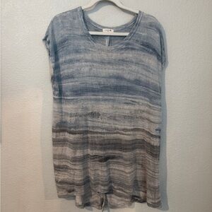 Stylish Blue and Gray Striped Women's Tunic